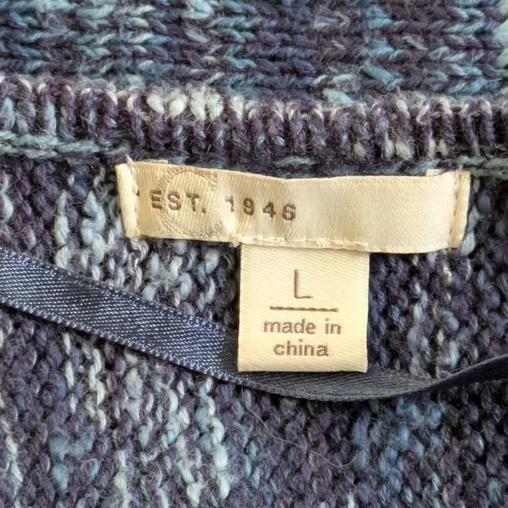 Cato C EST. 1946 Blue Marled Knit Sweater Vest Longline Open Front Cardigan L - Picture 8 of 13